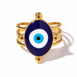 18K Gold Evil Eye Open Ring