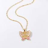 Crystal Butterfly Pendant Necklace