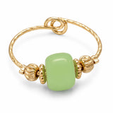 Green Stone Flower Open Ring