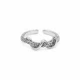 Silver Floral Zircon Open Ring