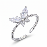 Silver Leaf Bow Open Ring