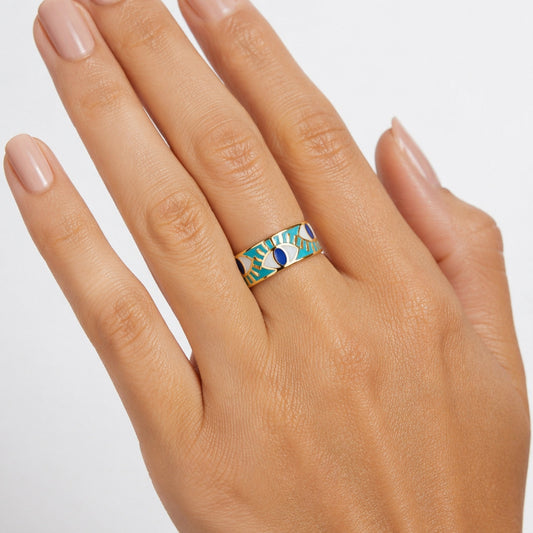 Wide Evil Eye Statement Ring
