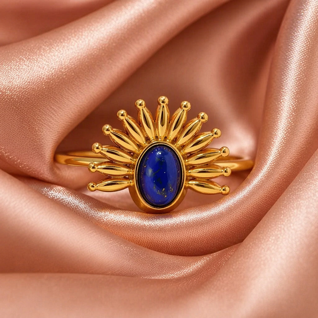 Sunburst Blue Stone Statement Ring