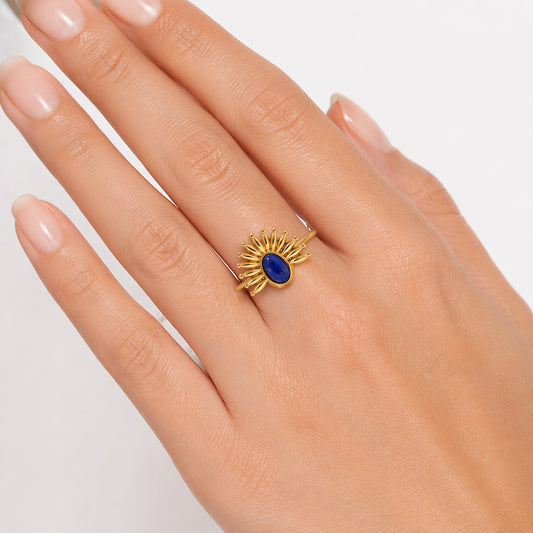 Sunburst Blue Stone Statement Ring
