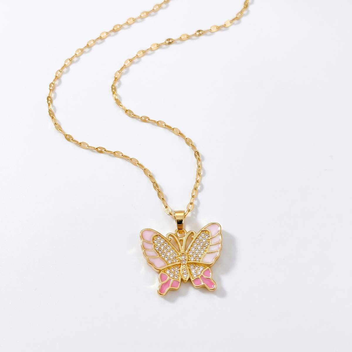 Crystal Butterfly Pendant Necklace