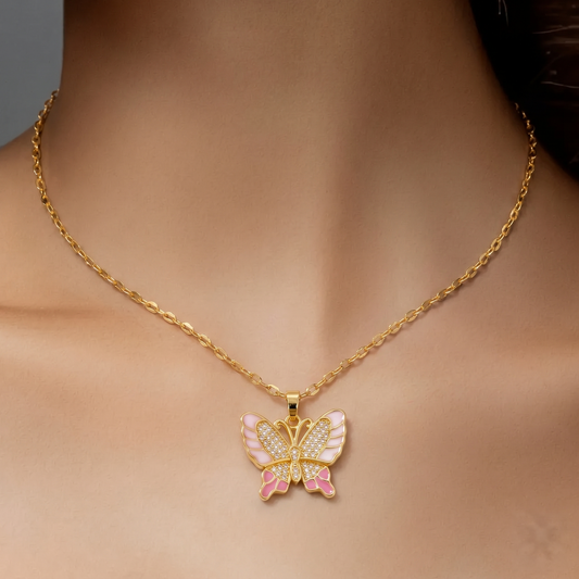 Crystal Butterfly Pendant Necklace