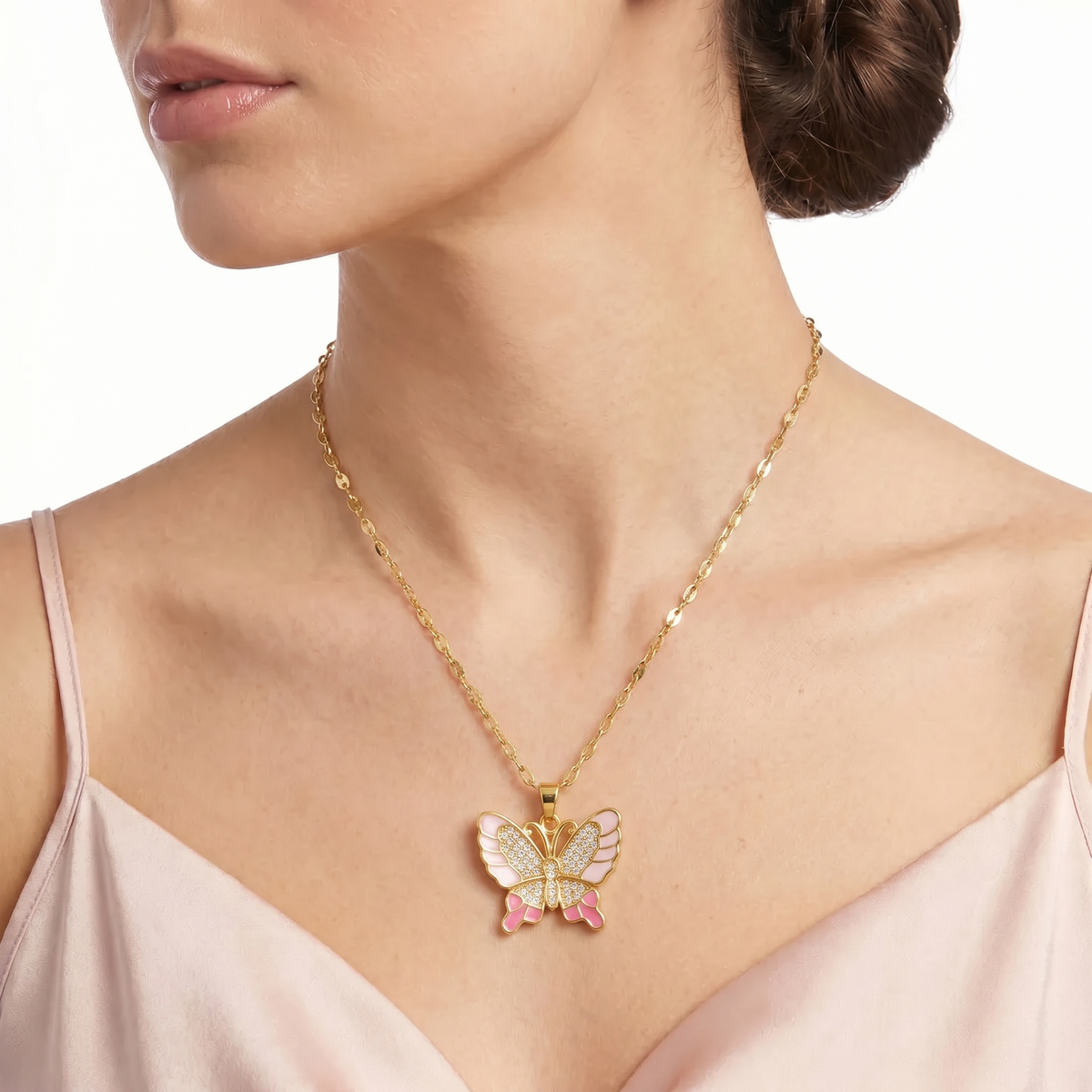 Crystal Butterfly Pendant Necklace