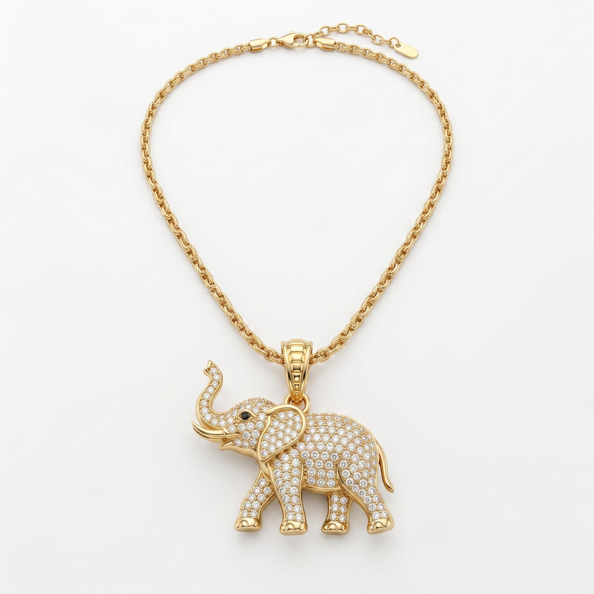 Elephant Zircon Pendant Necklace