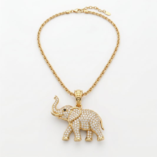 Elephant Zircon Pendant Necklace
