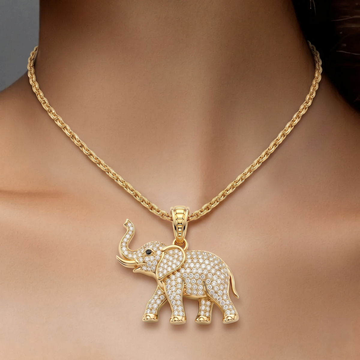 Elephant Zircon Pendant Necklace