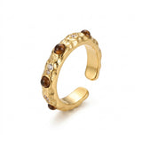 Gold Leaf Pearl Open Ring