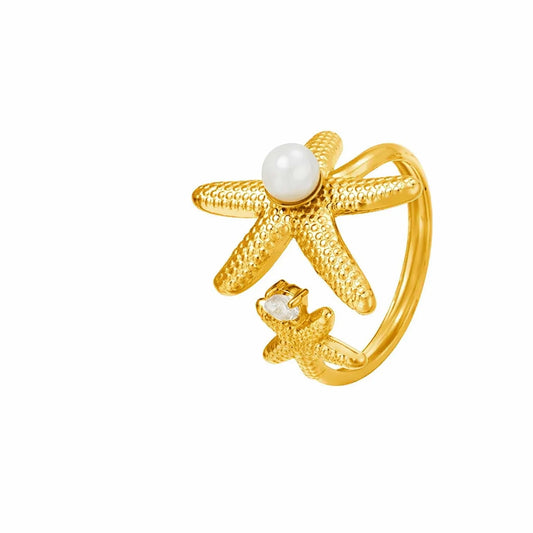 Starfish Pearl Zircon Ring