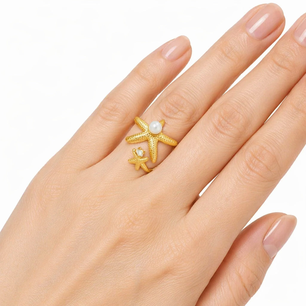 Starfish Pearl Zircon Ring