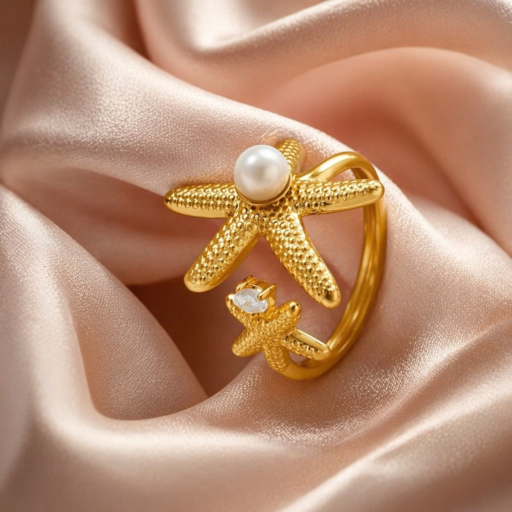 Starfish Pearl Zircon Ring