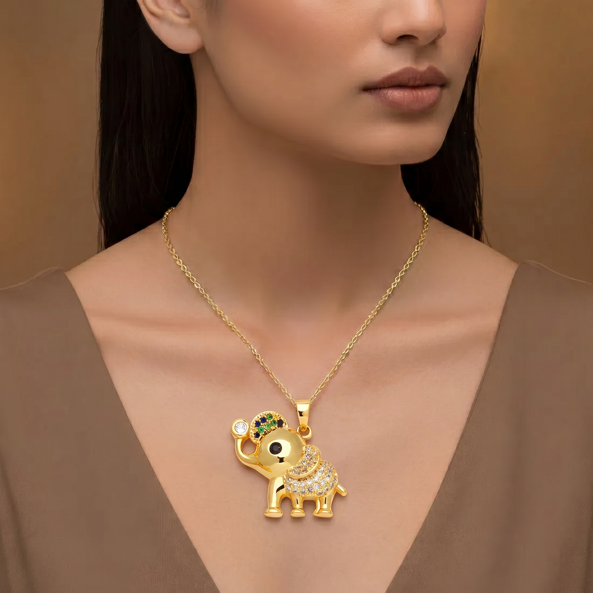 Cute Elephant Pendant Necklace