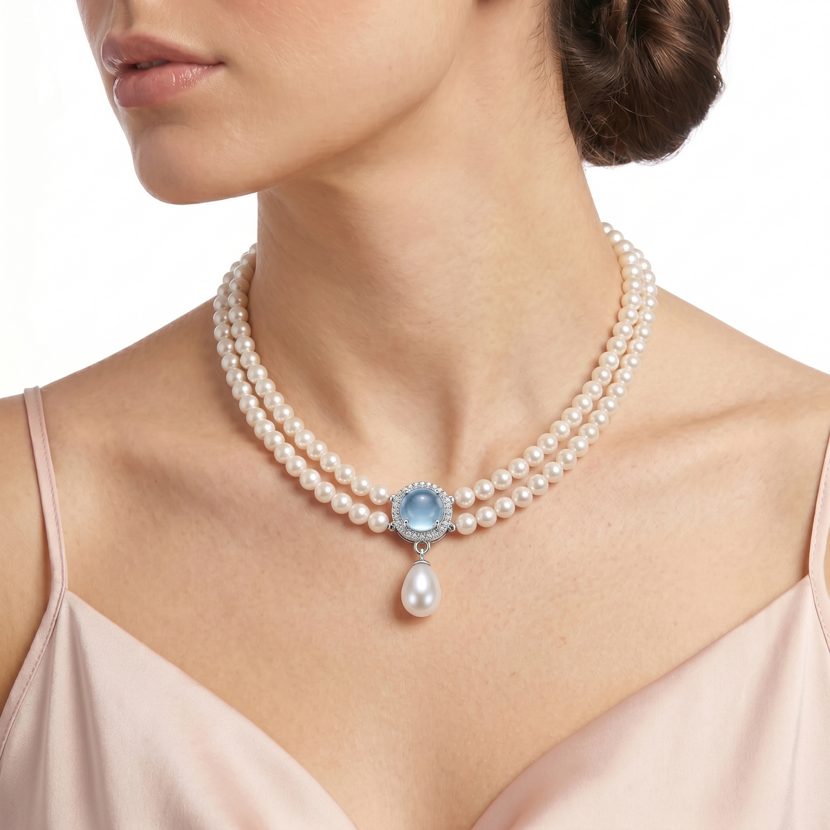 Blue Crystal Butterfly Necklace