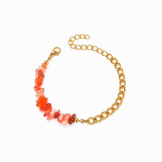 Orange Natural Stone Chain Bracelet