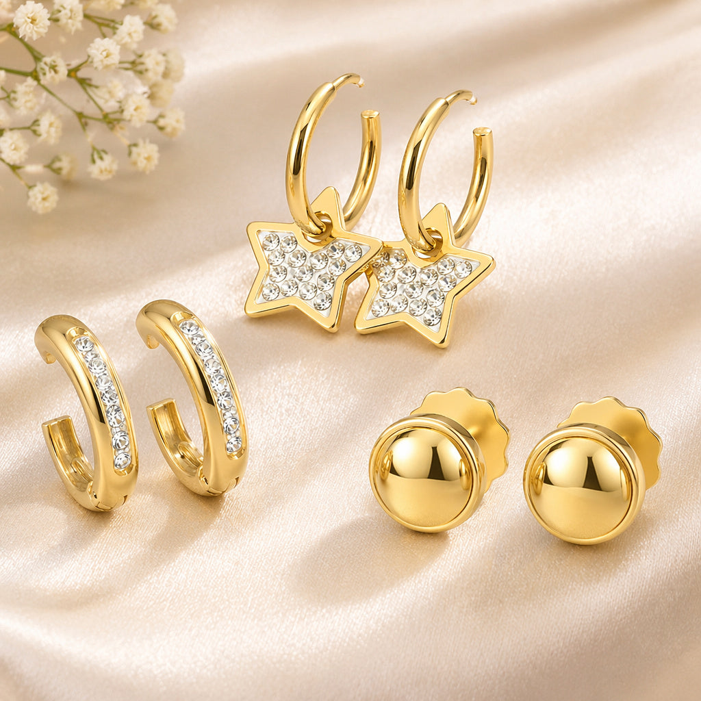 Moon Star Hoop Earring Set