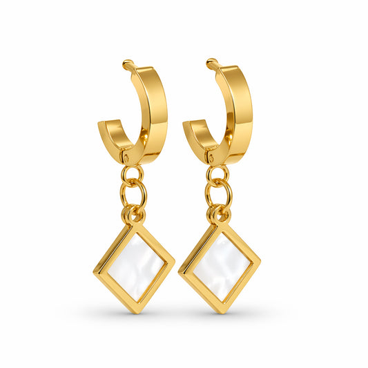 Geometric Drop Hoop Earring Set