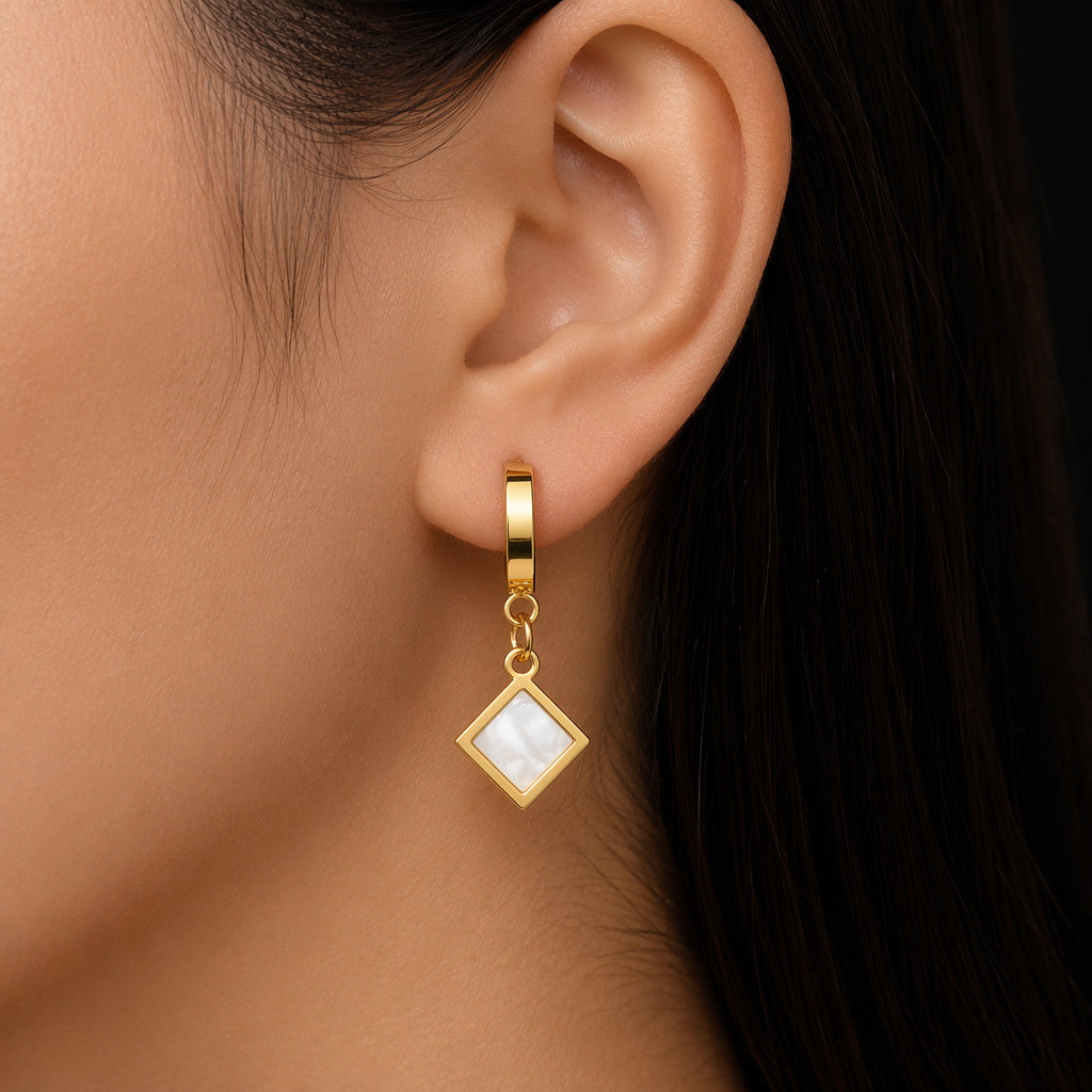 Geometric Drop Hoop Earring Set