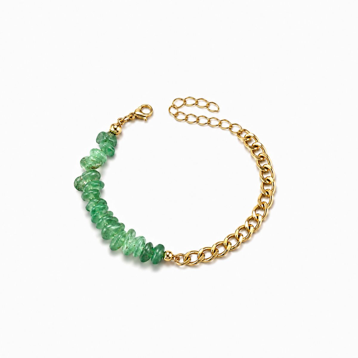 Green Natural Stone Chain Bracelet