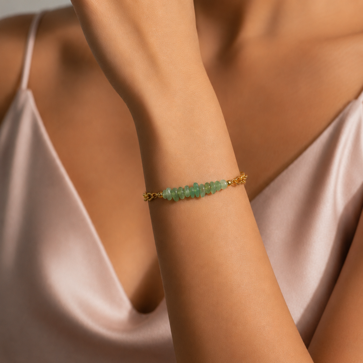 Green Natural Stone Chain Bracelet