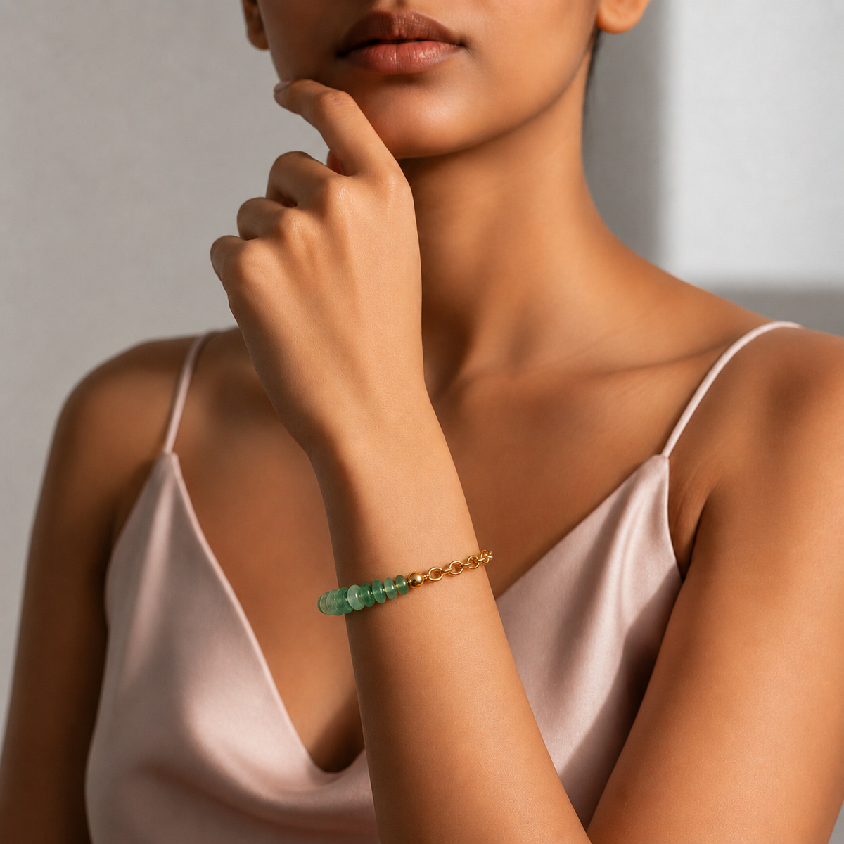 Green Natural Stone Chain Bracelet