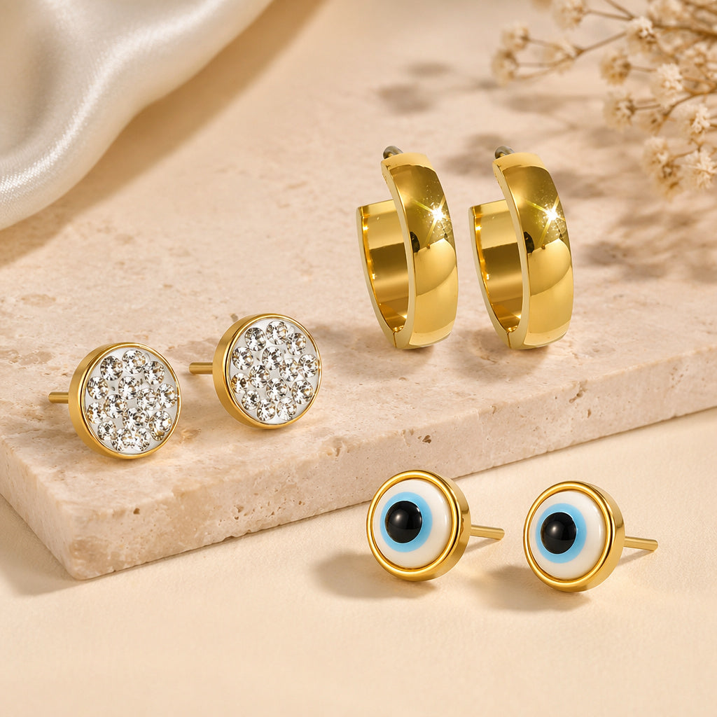 Evil Eye Hoop Earring Set