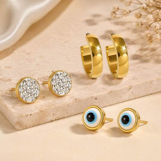 Evil Eye Hoop Earring Set