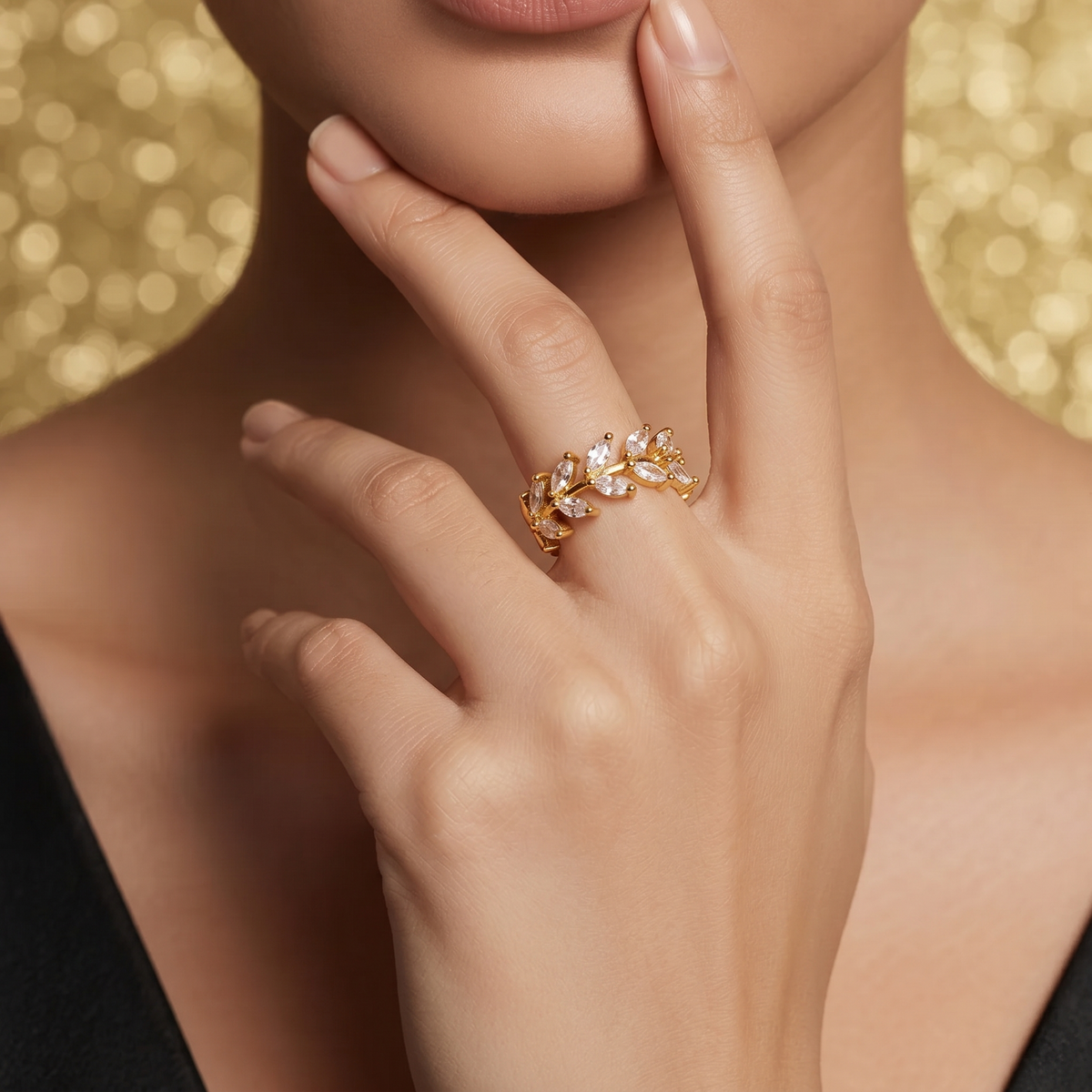 Gold Floral Vine Open Ring