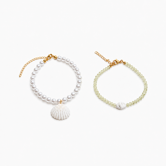Pearl Shell Crystal Bracelet Set