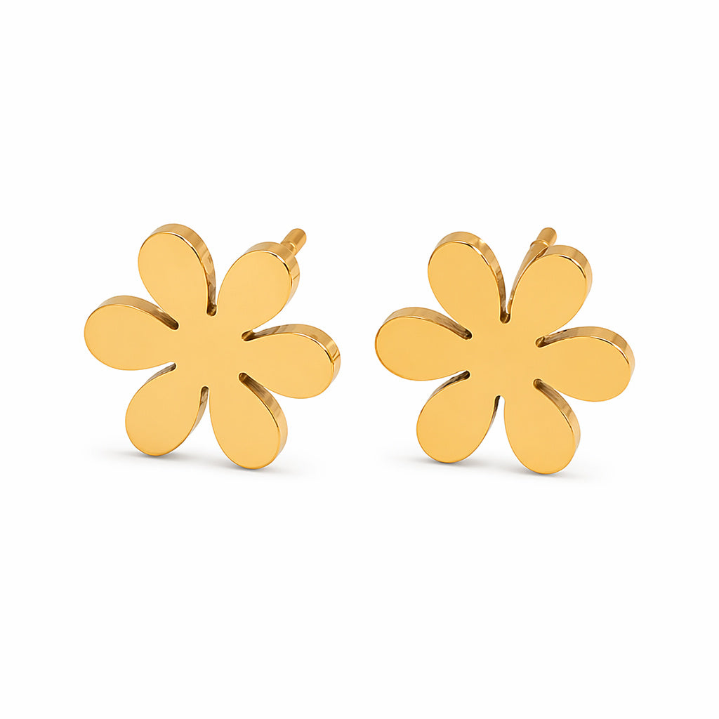 Gold Flower Earring Set