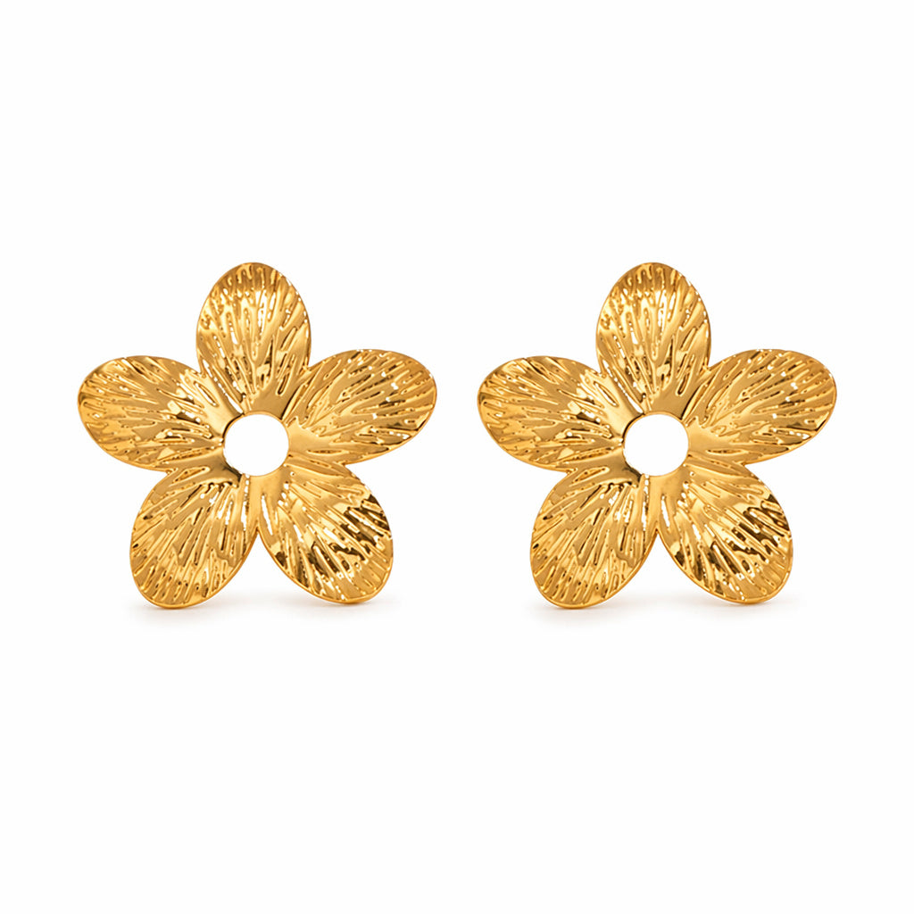 Gold Flower Earring Set