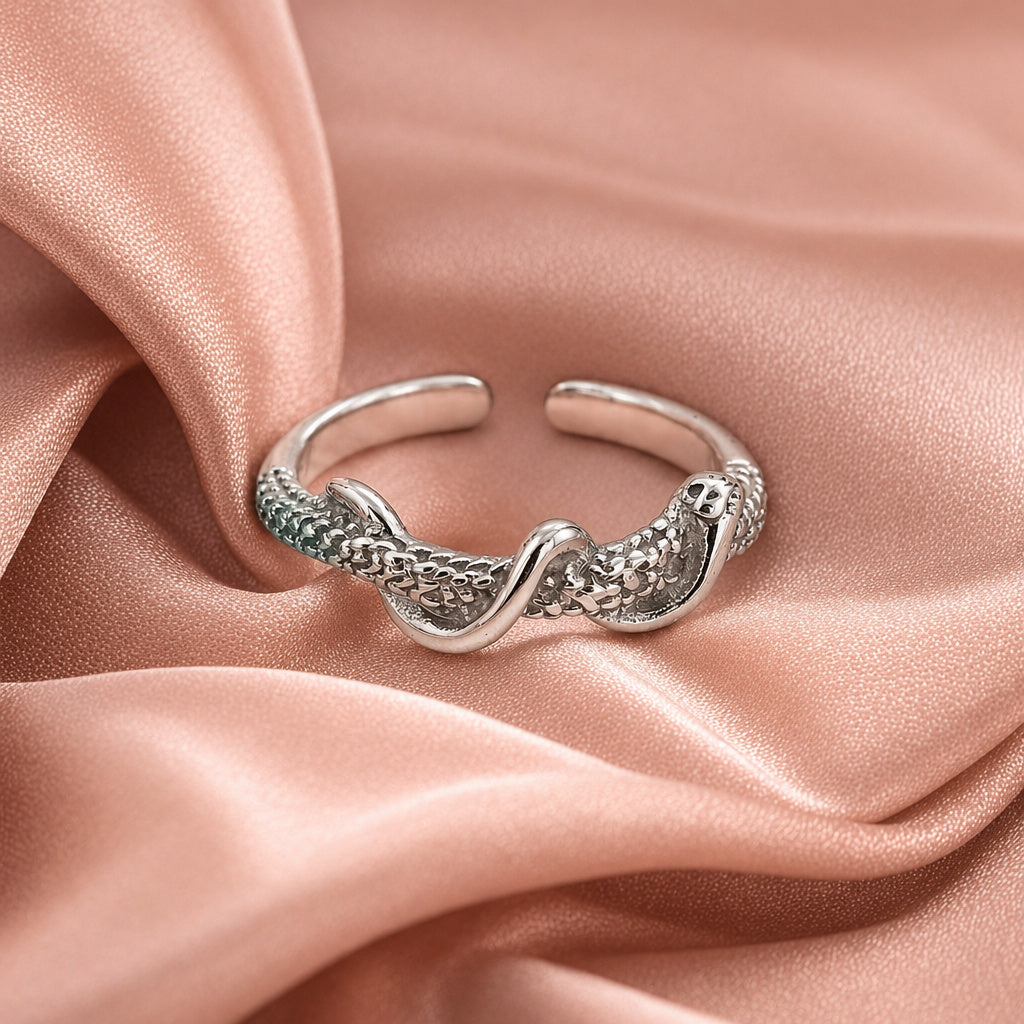 Silver Floral Zircon Open Ring