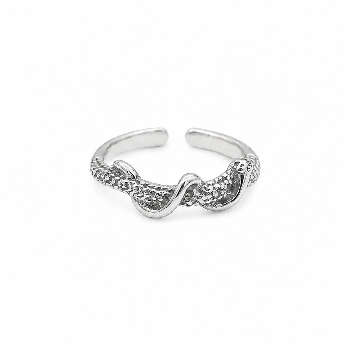Silver Floral Zircon Open Ring