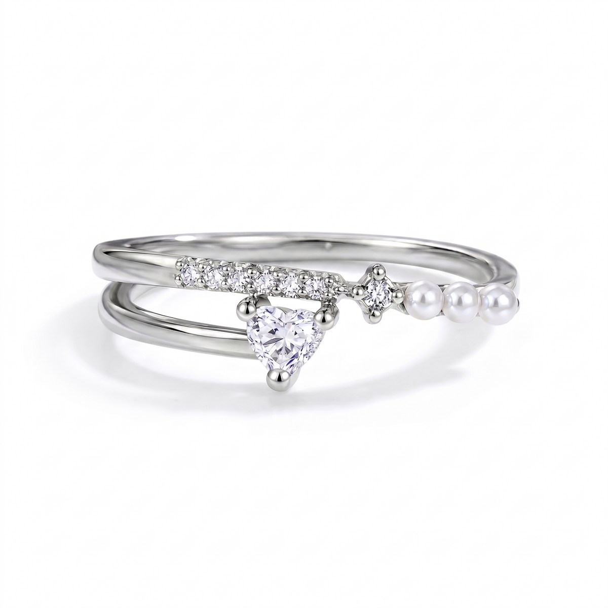 Pink Bow Pearl Open Ring