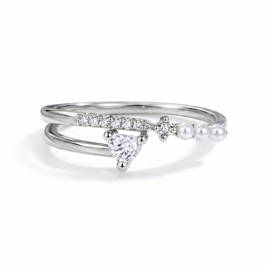 Pink Bow Pearl Open Ring