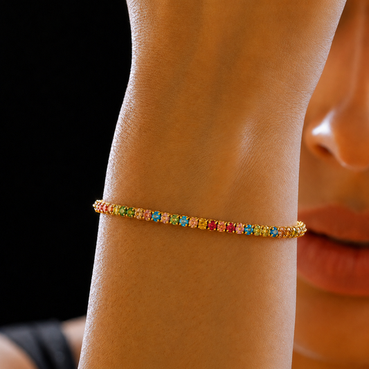 Rainbow Crystal Tennis Bracelet