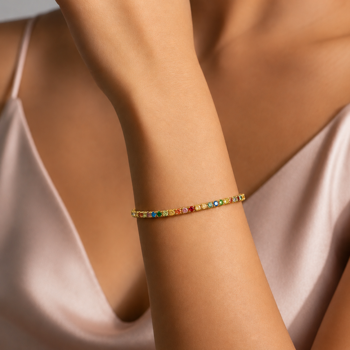Rainbow Crystal Tennis Bracelet