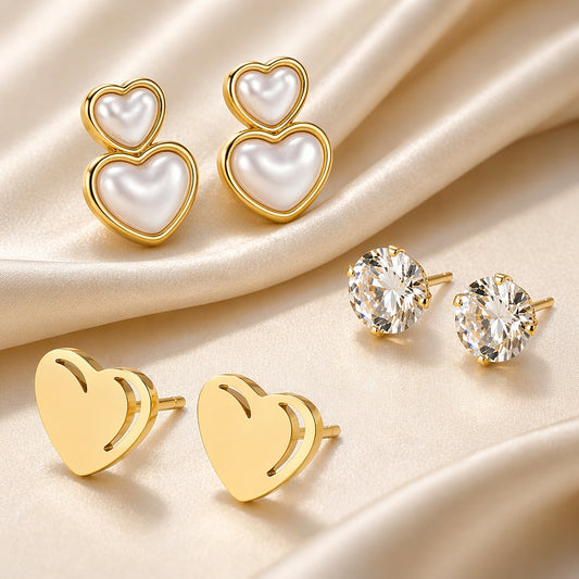Layered Heart Hoop Earring Set