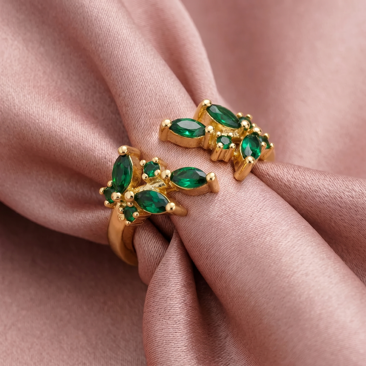 Emerald Flower Vine Ring