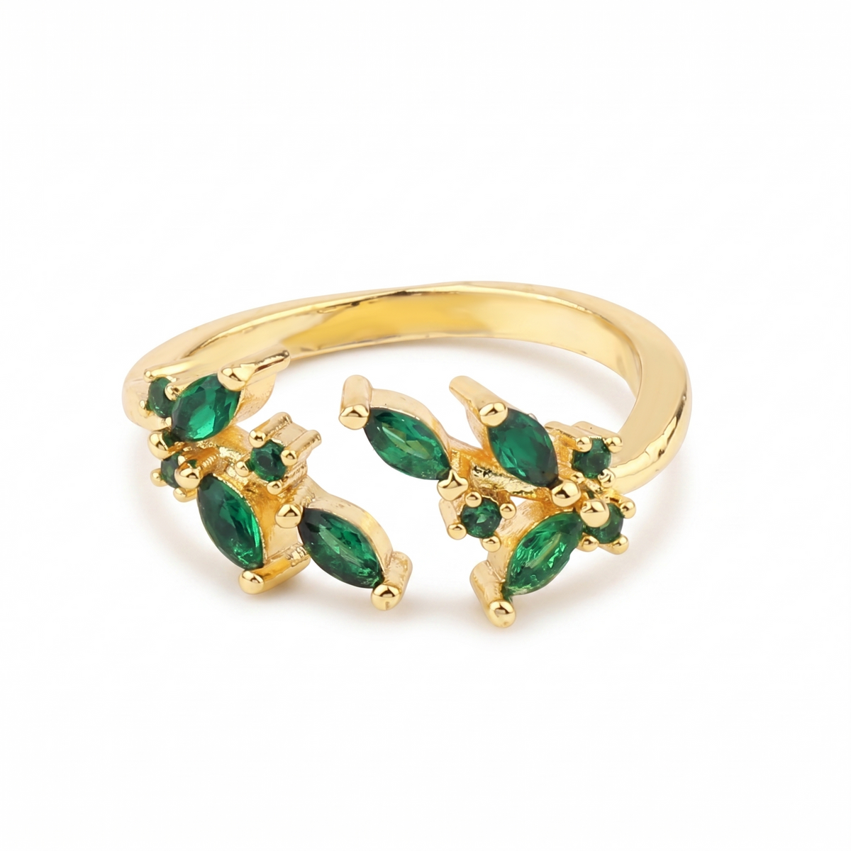 Emerald Flower Vine Ring