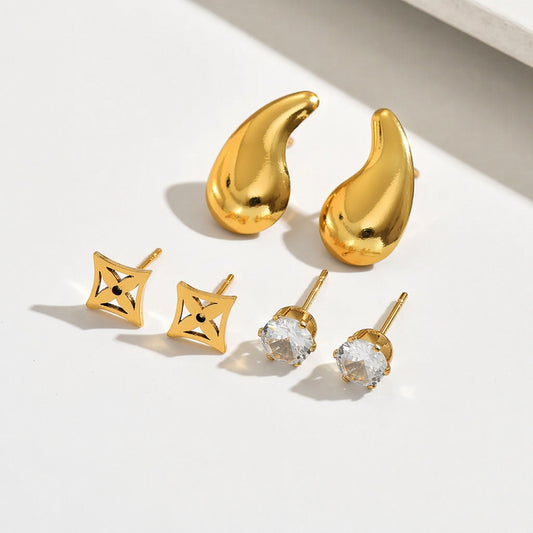 Crescent Moon Star Earring Set