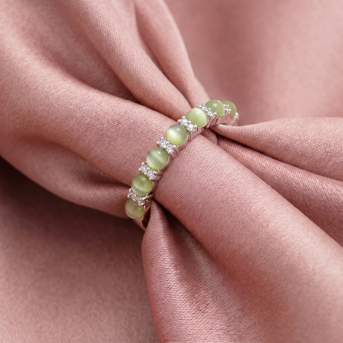 Green Leaf Zircon Open Ring