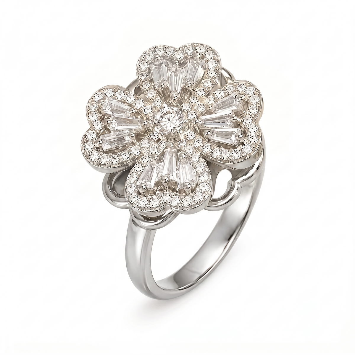 Silver Flower Statement Ring