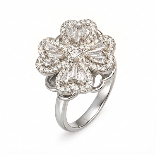 Silver Flower Statement Ring