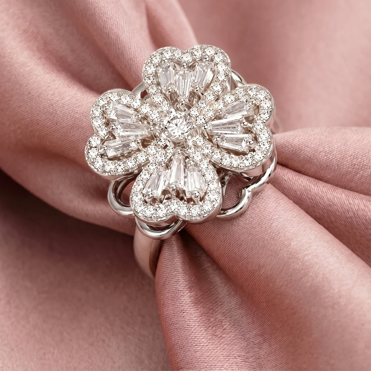 Silver Flower Statement Ring