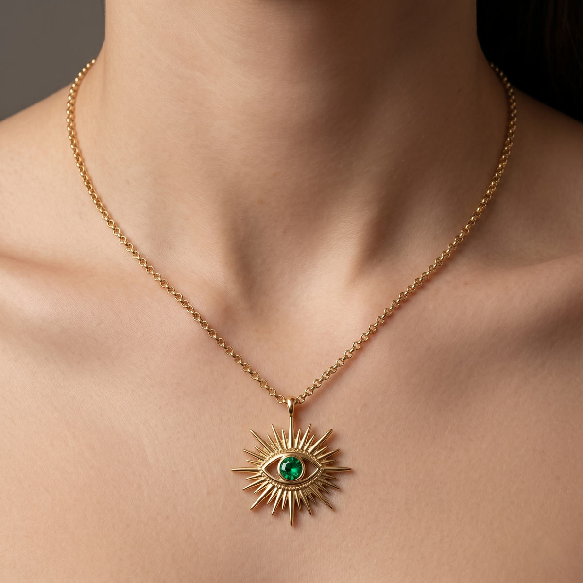 Gold Evil Eye Pendant Necklace