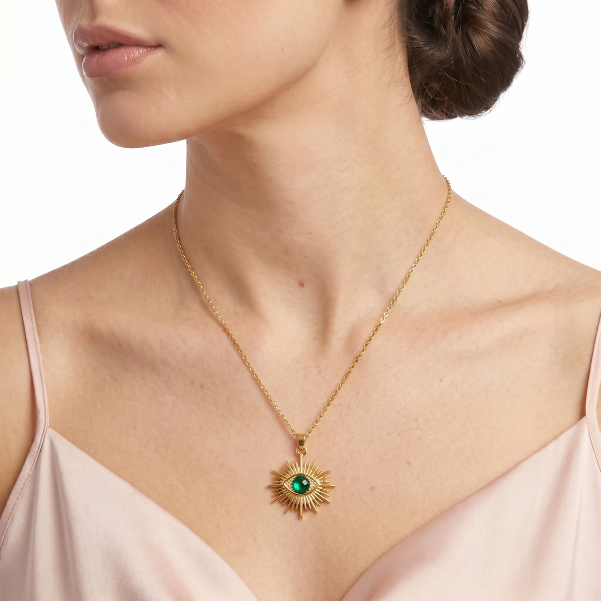 Gold Evil Eye Pendant Necklace