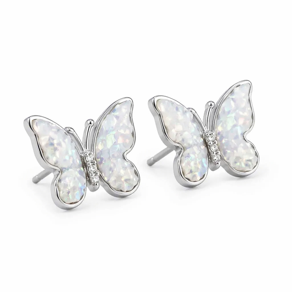 Silver Butterfly Earring Set